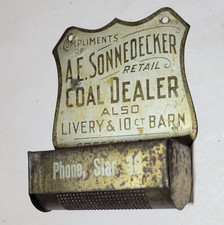 c1910s Creston Ohio Sonnedecker Coal Tin Matc...