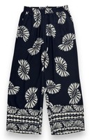 Ulla Popken Damen Hose Gr. 42/44 Viskose Palazzohose Weites Bein Schwarz Weiß