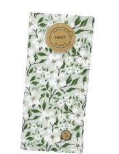 Kitchen Towels 2 pc Set White Flowers Floral on green dish hand 100 Cotton