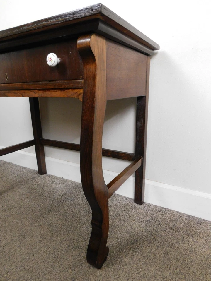 Antiguo tocador restaurado Imperio 31"W mesa de escritorio acabado oscuro con cajón ENVÍO 2 PUERTAS Foto 4 de 4