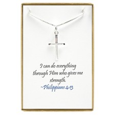 Cross Necklace for Women, Confirmation Gift Necklace for Teens, Sterling Silv...
