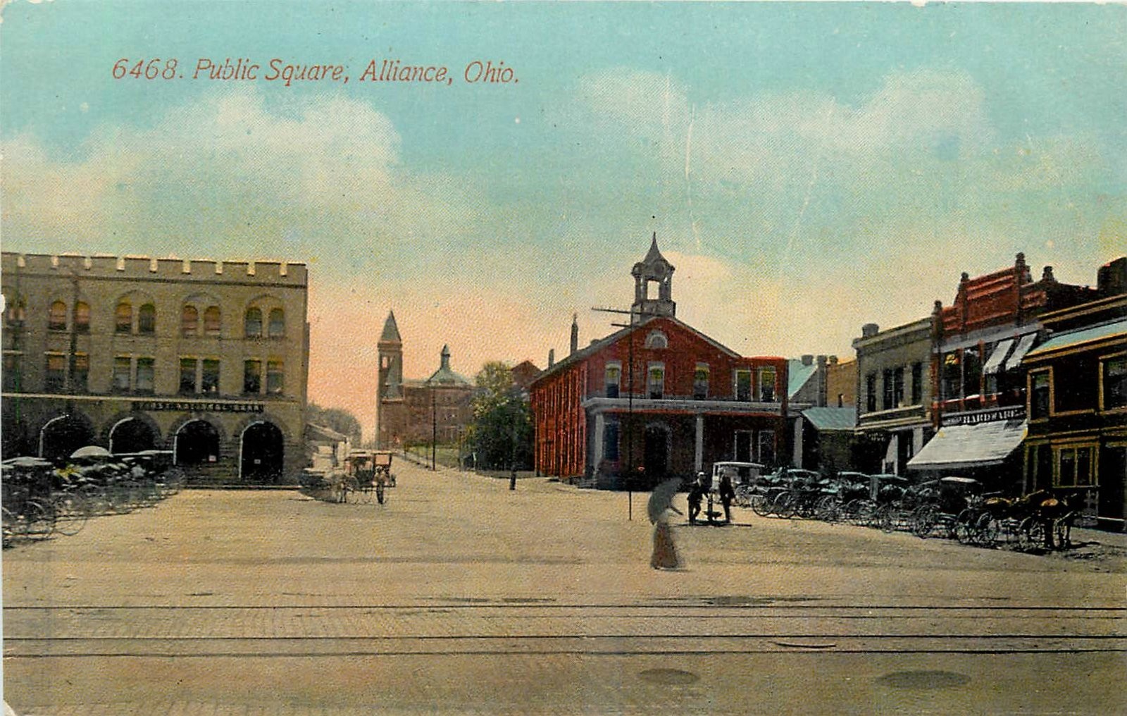 c1910 Alliance Ohio Public Square people autos Postcard 25-7227