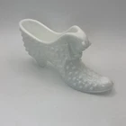 Vintage Fenton Milk Glass Hobnail Cat Head High Heel Shoe Slipper