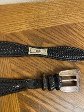VTG Justin Belt BRAIDED Black Leather Size 26 GOLD Tone Conchos Western TAPER