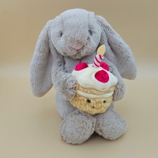 Jellycat Bashful Beige Bunny 'Birthday' - AUTHENTIC - NEW WITH TAGS