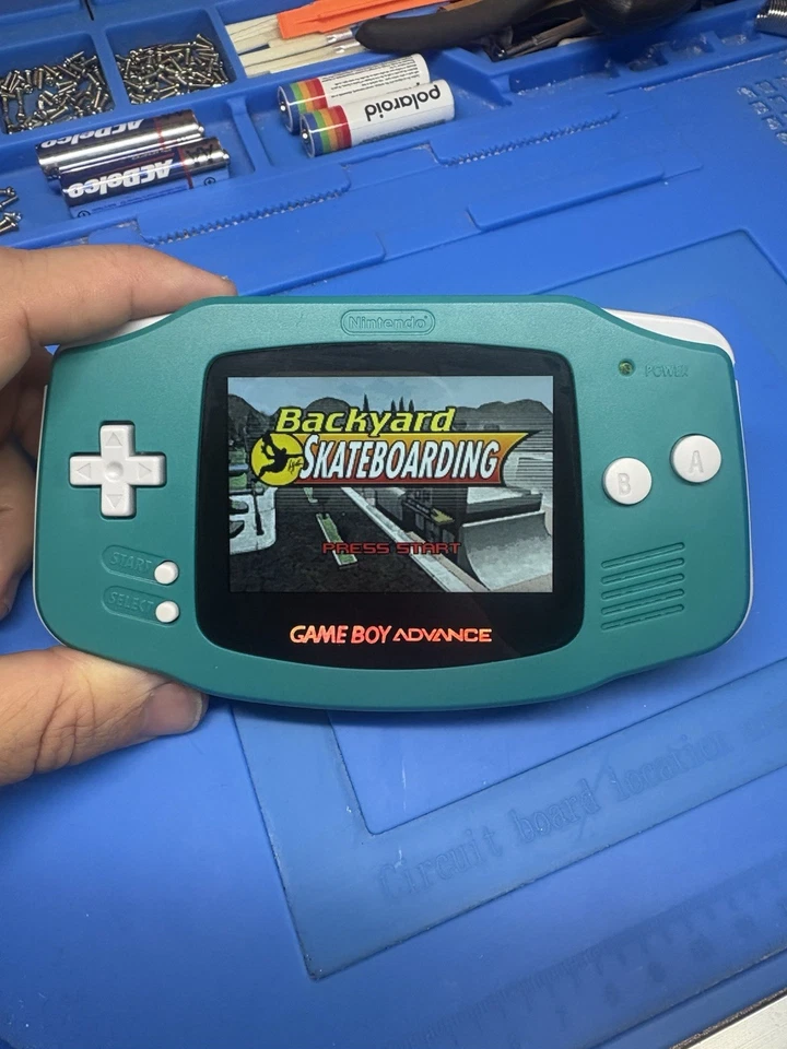 Carro retroiluminado IPS verde azulado Nintendo Gameboy Advance V5 USB C GBA 1800 Mah Foto 2 de 4