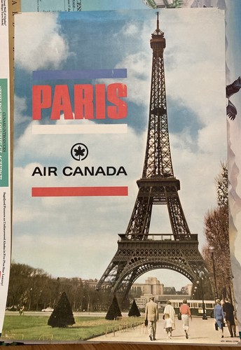 TRANS CANADA AIRLINES TCA AIR CANADA PARIS FLY original Travel poster 1963 20x30