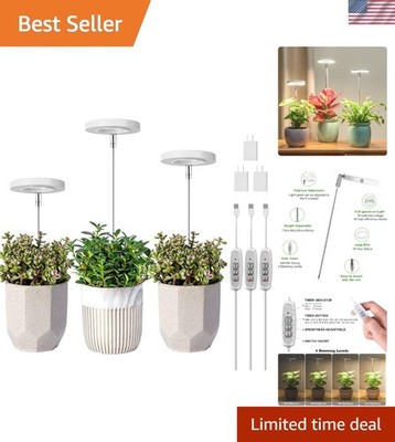 Elegant Full Spectrum LED Grow Light for Indoor Plants, 3-Pack Height Adjustable