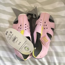 Wonder Nation Unisex Kids Hook Loop Pink Sandals Solid Strap Size 9-10