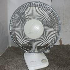 Vintage Lasko 12&rdquo; Oscillating Fan White Blades Type 12-1 Table Desk Tested Works