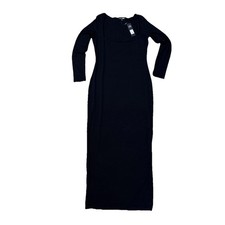 Fashion Nova Women Maxi Athena Smooth Dress Bodycon Black Long Sleeve 1X Fitted