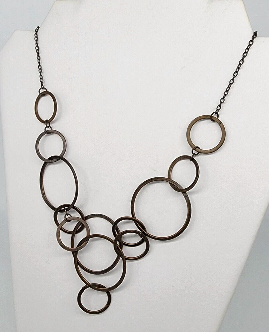 Circle Design Chain Necklace  Interlocking Brass … - image 4