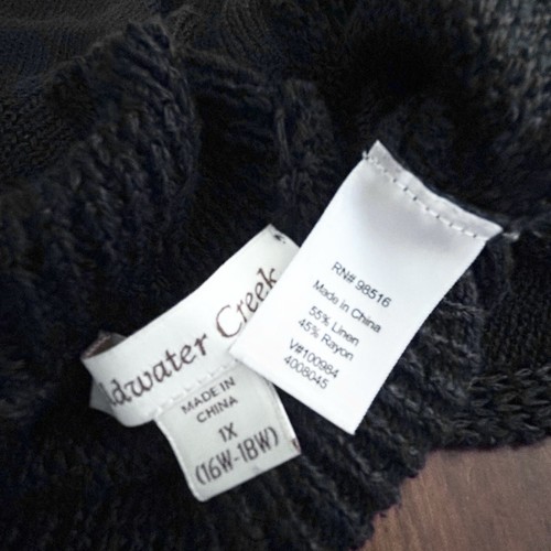 COLDWATER CREEK Tunic SWEATER 1X 16W 18W Linen Blend Navy Short Dolman Sleeves - Picture 12 of 13