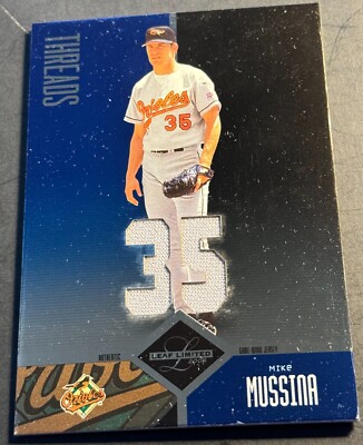 2004 MIKE MUSSINA #177 LEAF LIMITED THREADS JERSEY REFRACTOR LIKE 37/50