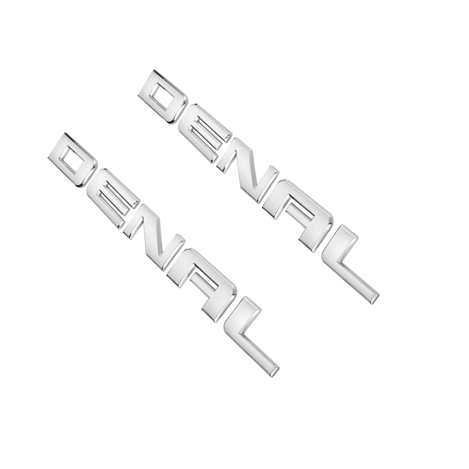 2PC 3D GLOSS CHROME FOR DENALI FIT GMC DOOR BADGE DECAL LETTERS EMBLEM