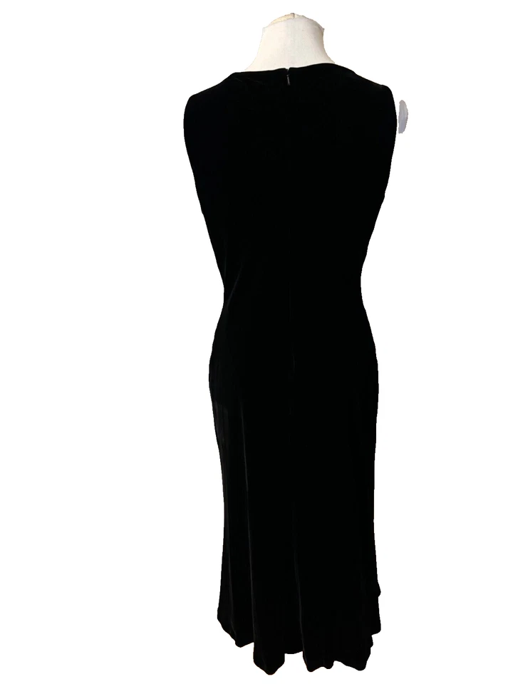 Vestido Ralph Lauren Negro 12 Elastizado Seda Terciopelo Boda Crucero Fiesta Vacaciones Foto 4 de 4