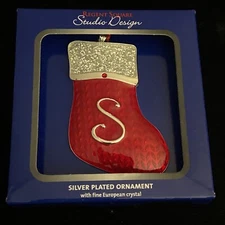 REGENT SQUARE STUDIO DESIGN S INITIAL ENAMEL PATTERN CHRISTMAS HOLIDAY ORNAMENT