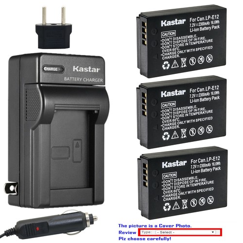 Kastar Battery AC Travel Charger for Canon Genuine LPE12 LPE12 OEM