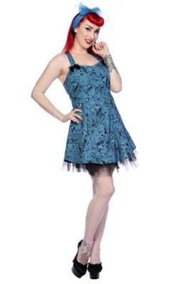 Women's Blue Skull Dress with Bows - UK SIZING | eBay