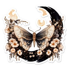 Moth Night Flowers, Vinyl Decal Sticker, Indoor Outdoor, 3 Sizes, 11775