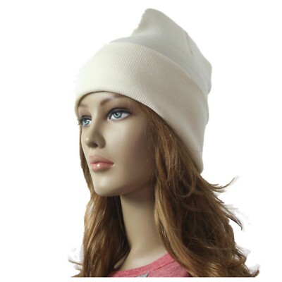 Men Women Plain Beanie Cap Winter Cuff Ski Slouchy Hiking Gym  Camping Snow Hat