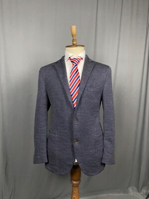NEUWERTIG! Boglioli Dover Herringbone Herren Blau Wolle Blazer Sportmantel Ja...