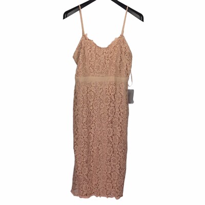NSR Dress Midi Lace Blush Pink Spaghetti Strap Cocktail Wedding Women's  Large L | eBay