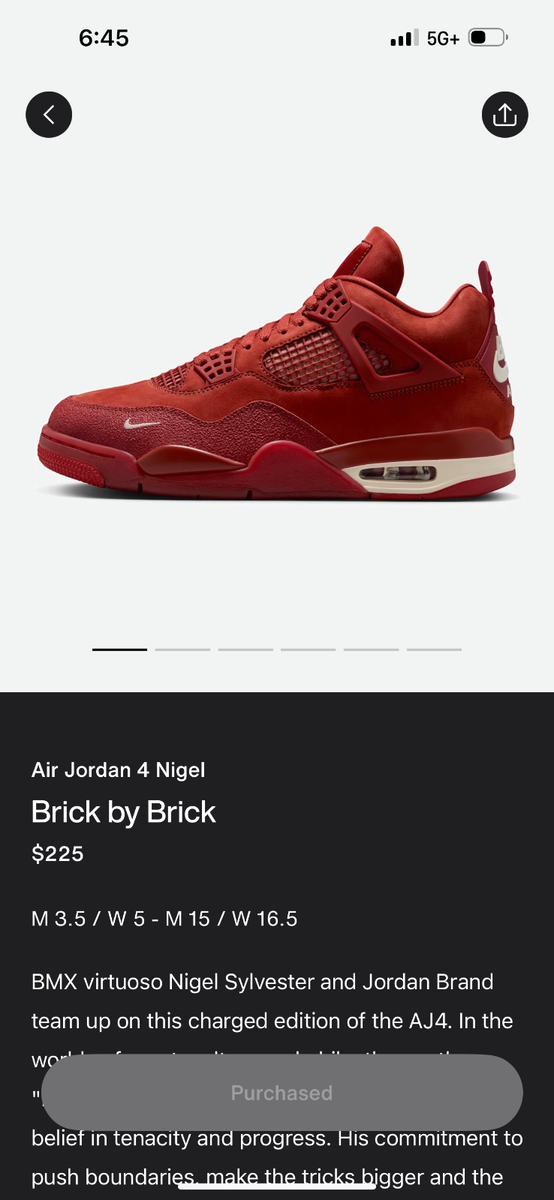 Size 4.5 - Nigel Sylvester x Air Jordan 4 Retro OG SP Brick
