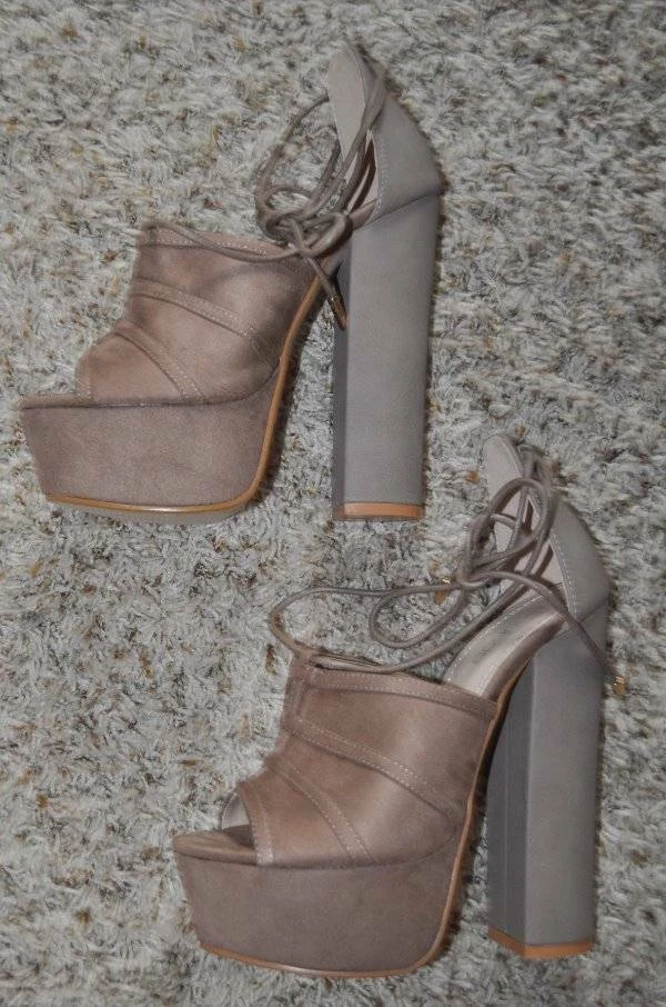 Zapatos de tacón Boohoo Suzana de gamuza con plataforma para mujer 6,5 marrón Foto 4 de 4