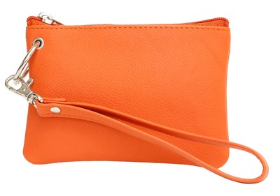 Ashlin Genuine Leather 'Elena' Wristlet, Tangerine Orange (626183090180)