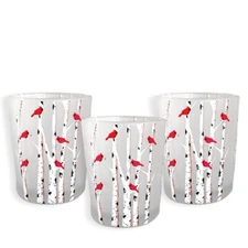 Cardinal Candle Votive Holders - Red Cardinals on Birch Tree Branches #9735