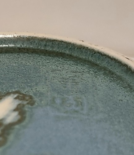 Vintage Japanese Pottery Lilly Pad Lillypad Blue Green Original Marked 8.5"X9.5" - Picture 3 of 10
