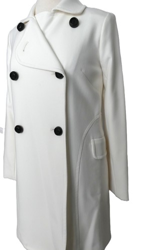 Cappotto doppiopetto primavera Shoshanna Off-White con bottoni neri taglia US 2 nuovo con etichette - Foto 3 di 15