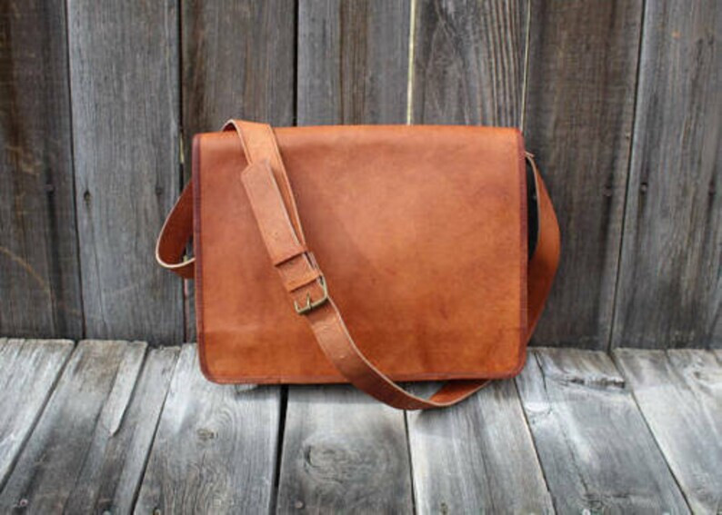 SAOLA Borsa a tracolla da uomo 18" solo in pelle vintage per laptop messenger fatta...
