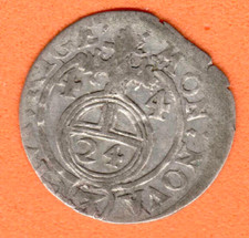 Riga Livonia 1/24 Taler 1644 VQ Sweden Latvia Dreipolcher RARE 773