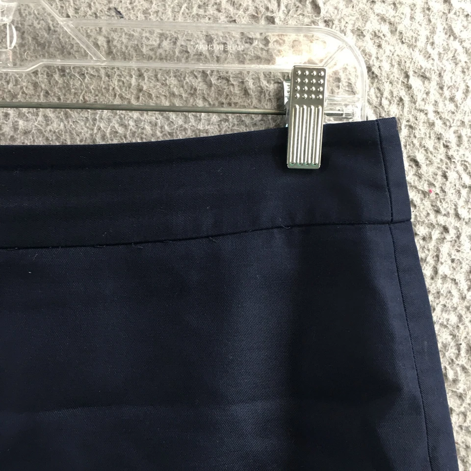 J Crew Pencil Skirts Womens Small Petite 15 Blue Cotton Flat Front Slit Zip Fly - Image 4 of 4