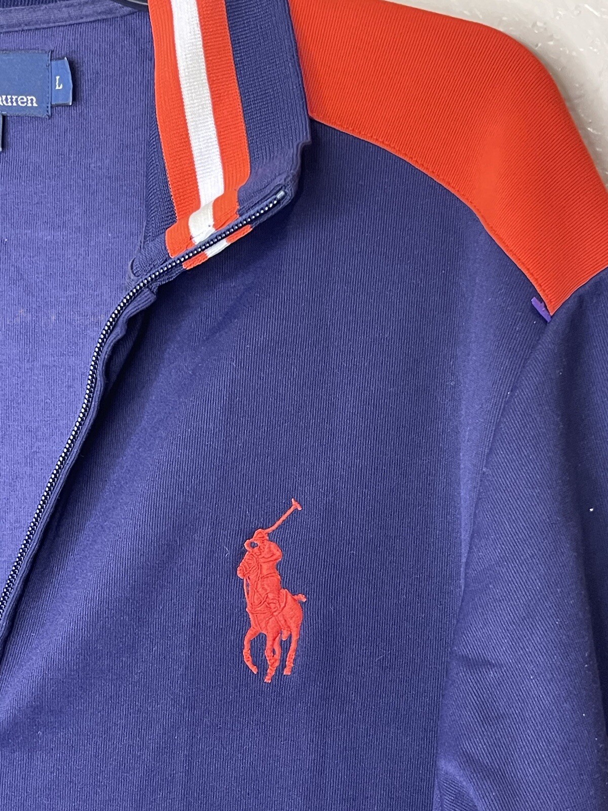 POLO RALPH LAUREN GIACCA CON CERNIERA GRANDE RICAMATA PONY TRACK DA UOMO TAGLIA L