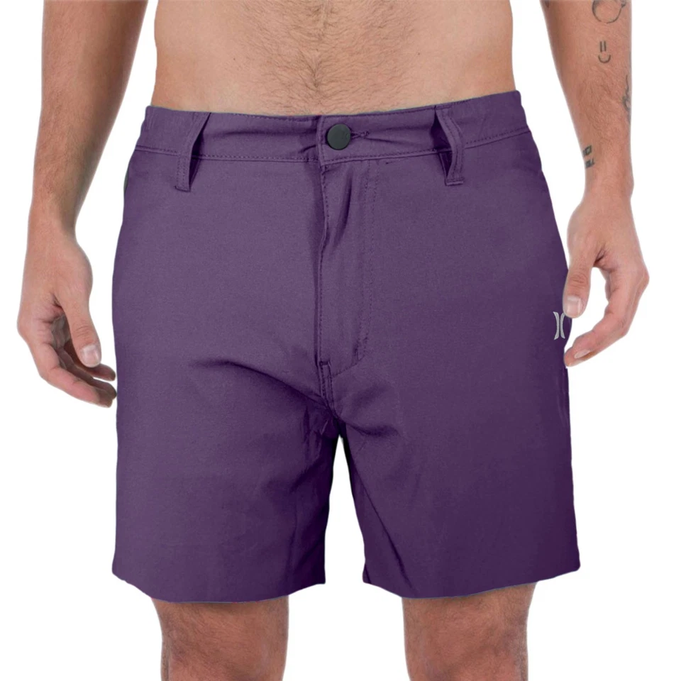 Hurley Shorts Hombre Secado Rápido Poliéster Regular Elástico Verano Playa Media - Imagen 2 de 4