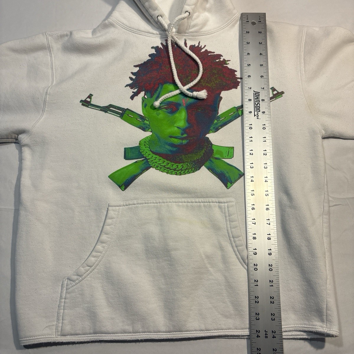 White and green nba youngboy VLone hoodie size medium cropped boxy