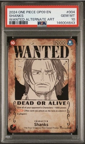 Shanks Wanted OP09-004 One Piece CCG Emperors in the New World Foil PSA 10