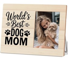 Dog Picture Frame,World's Best Dog Mom,Dogs Lovers Gift for Women,4x6 Purple
