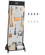 Grid Wall Panel, 2  x 5.7  Ft Floor Standing Gridwall Display Rack, Black