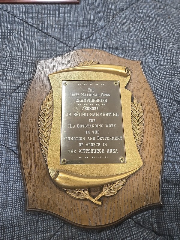 1977  Bruno Sammartino Personally Owned Award Plaque From Estate WWF wrestling 