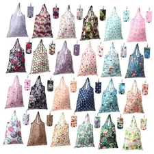  24 Pcs Foldable Reusable Shopping Bag Recycle Travel Grocery Bag Classic Style