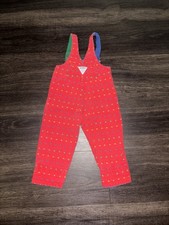 OshKosh Vintage Vestbak Overalls Red Blue Green Suspenders Size 4T USA Made