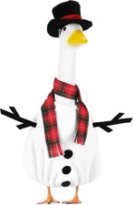 Christmas Winter Porch Goose Outfits for 23 Inch Lawn Statue, Snowman with Red S