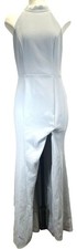 BHLDN Lennox Dress Women Sz 8 Halter Neck Open-Back Hi-Slit Gown Lt Blue 105059