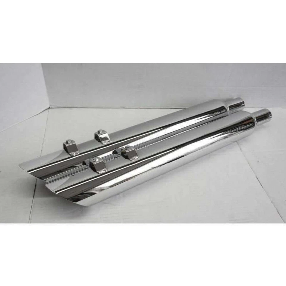 Se adapta a Harley Davidson 2016-2023 ángulo deslizable silenciador escape cromado deflector 2,5 Foto 2 de 4