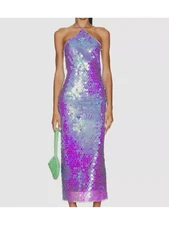 NEW ARRIVALS Womens Purple Lined Triangle Neck Sleeveless Sheath Dress 42