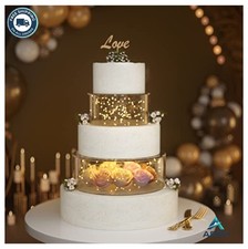 2 Pack Round Acrylic Cake Stand With Lid Clear Fillable Tier 10 Inch 6 Inch